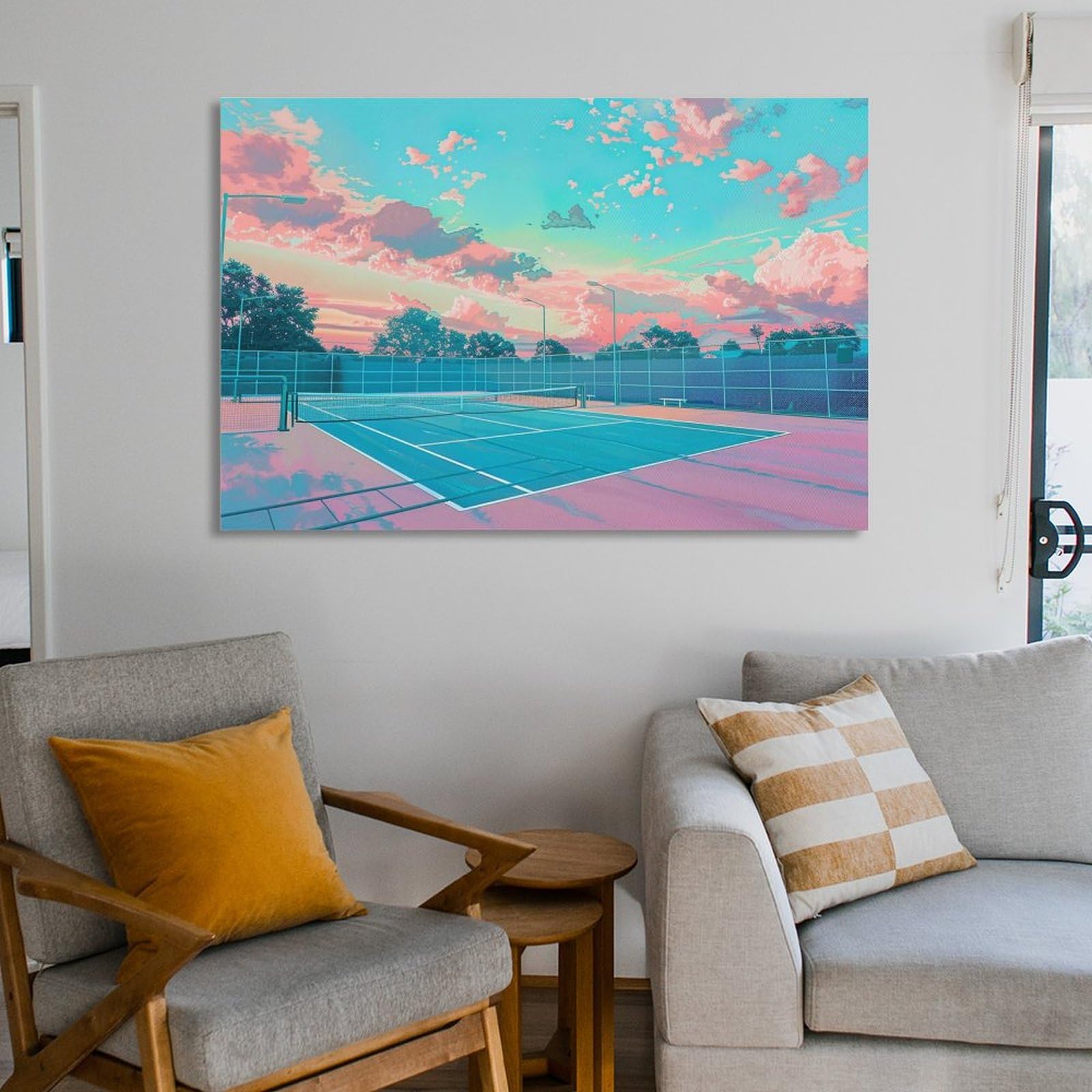 Amazon.co.jp: テニスコートで夢のようなひとときを 絵画 アート